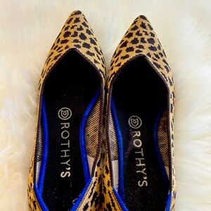ROTHY’S Retired “The Point” Pointed Leopard Animal Print Slip On Ballerina Flats